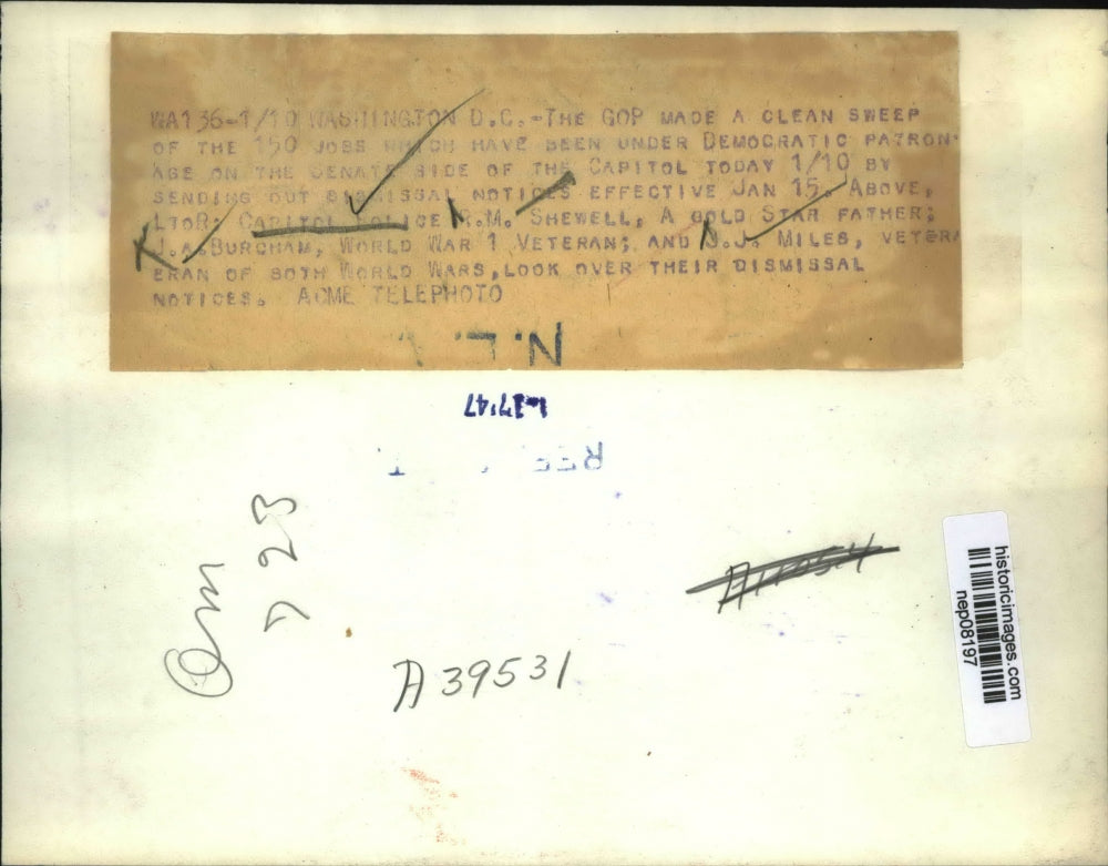 1947 Press Photo GOP Makes Clean Sweep of 150 Jobs Previously Under Democrats