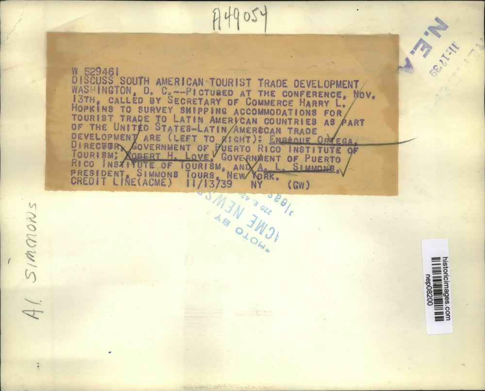 1939 Press Photo Conference Calls for Lessening Tourist Trade to Latin America