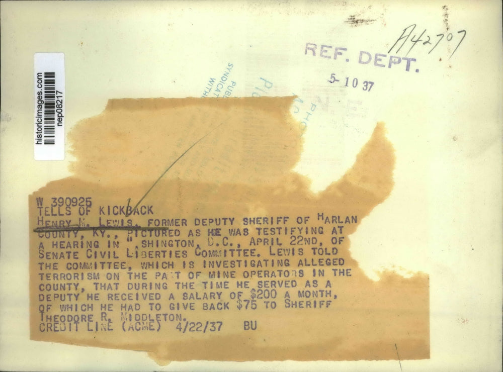 1937 Press Photo Henry M Lewis Testified at Hearing of Senate Civil Liberties