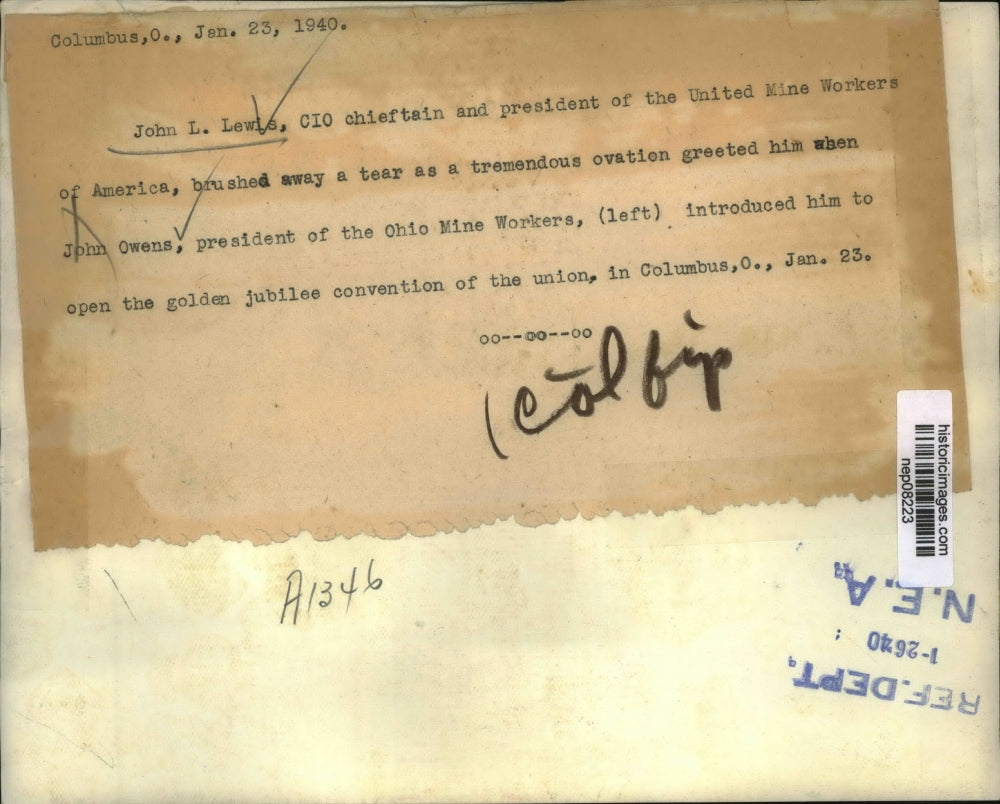 1940 Press Photo John L Lewis CIO Chieftain Tears Up at Ovation that Greeted Him