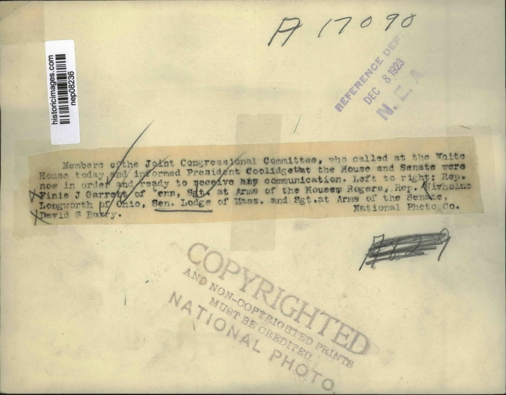 1923 Press Photo Members of Joint Congressional Cmte Beckon Pres Coolide