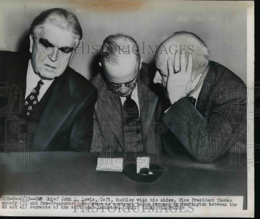 1950 Press Photo John L Lewis & United Mine Workers Officials in Contract Talks