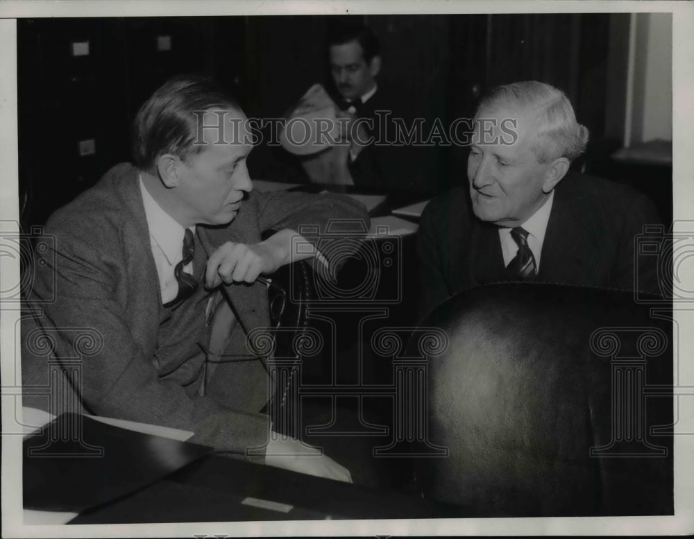 1939 Press Photo Harry Hopkins, Morris Sheppard at Commerce Committee Hearings