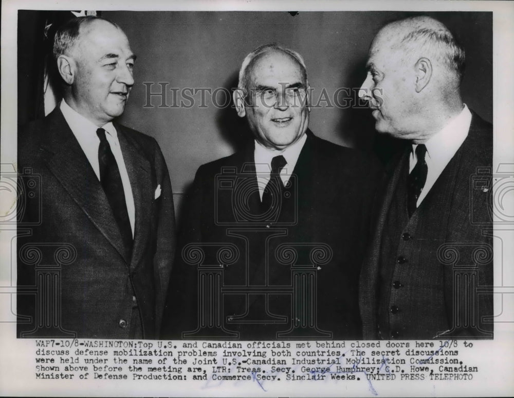 1953 Press Photo Joint US-Canadian Industrial Mobilization Commission Members