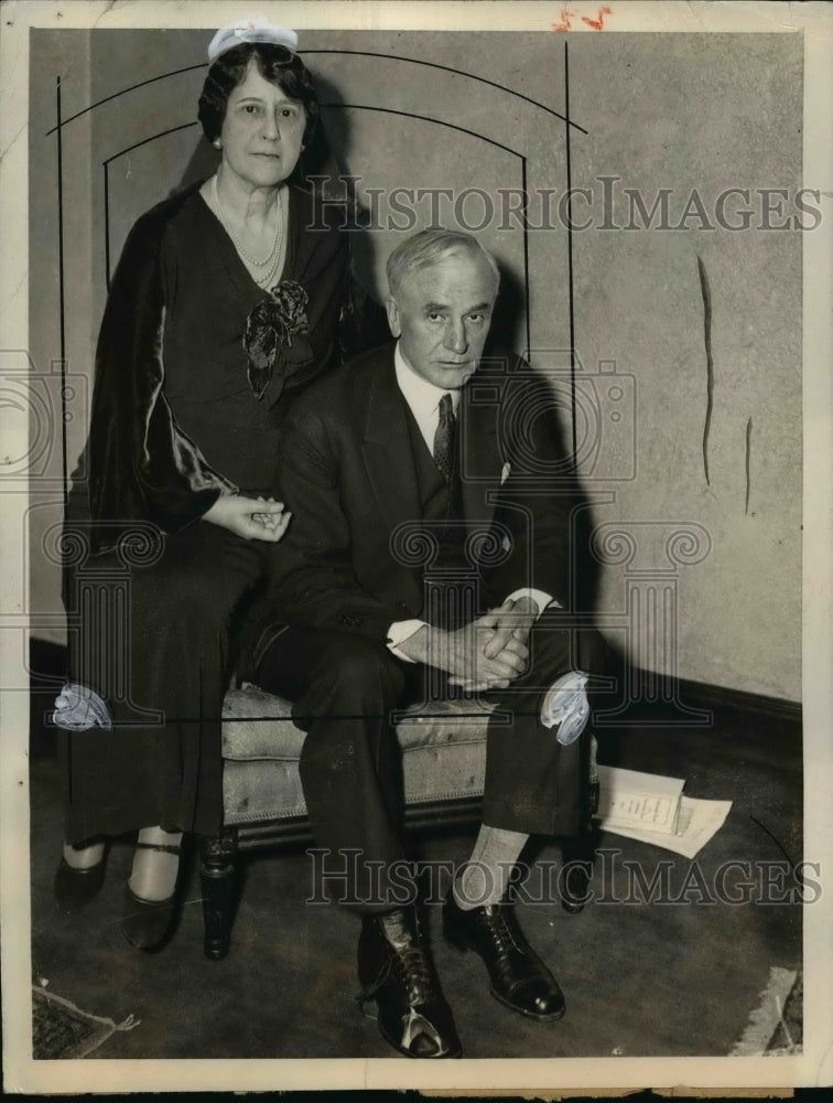1933 Press Photo Senator Cordell Hull, Roosevelt Secretary of State w/ Wife