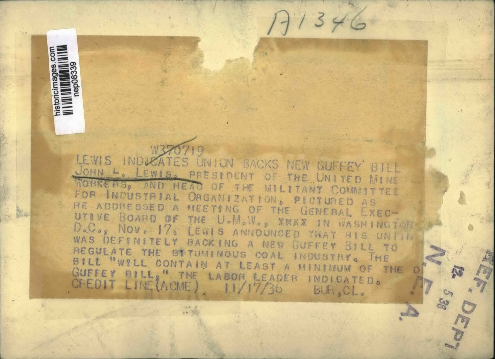 1936 Press Photo John L. Lewis Addresses General Executive Board of U.M.W.