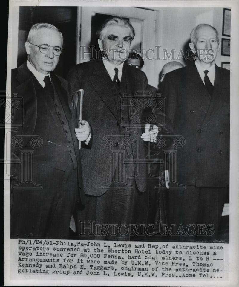 Load image into Gallery viewer, 1951 Press Photo John L Lewis &amp; Anthracite Mine Reps Convene at Sherton Hotel
