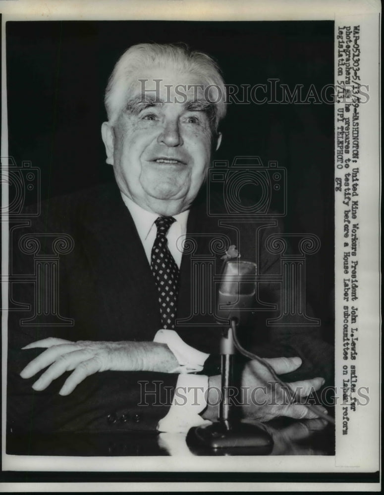 1959 Press Photo John L Lewis of United Mine Workers at House Labor Subcommittee