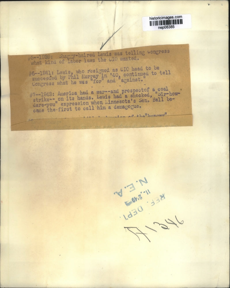 1949 Press Photo John L Lewis of United Mine Workers - nep08385