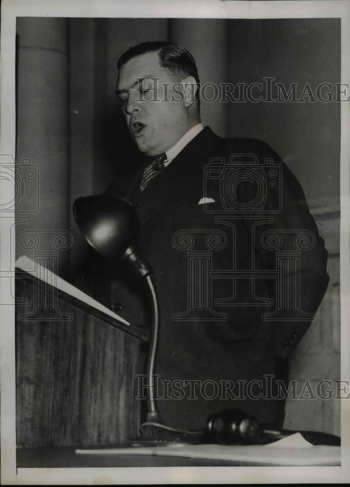 1936 Press Photo Gov Harold Hoffman Addresses Legislature at Trenton, NJ