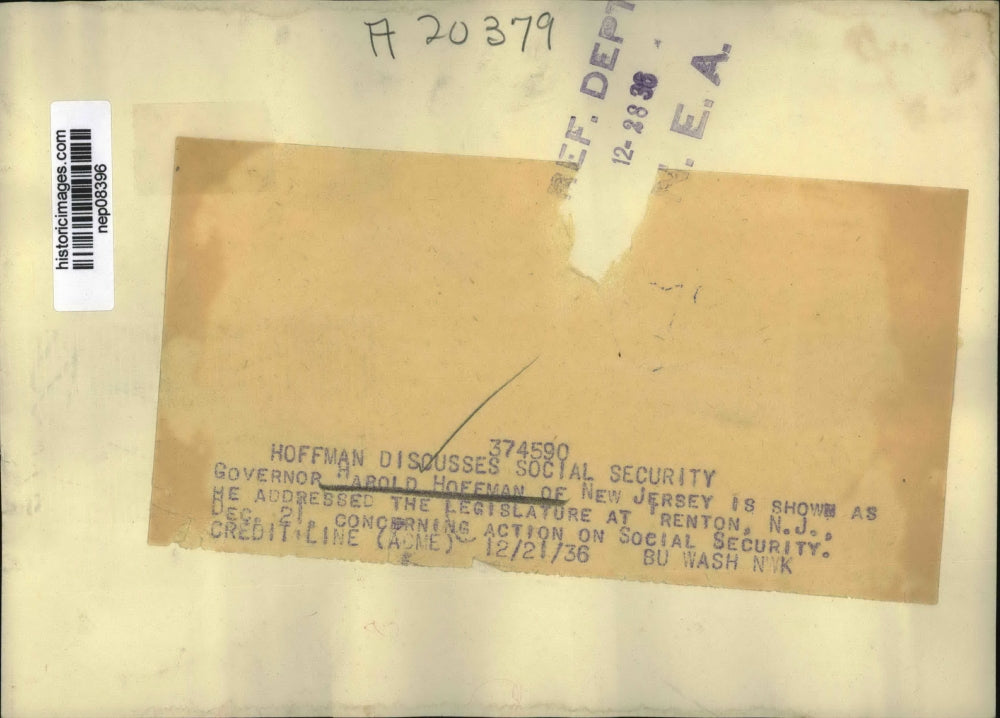 1936 Press Photo Gov Harold Hoffman Addresses Legislature at Trenton, NJ