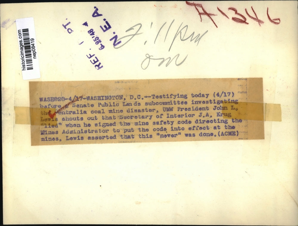 1948 Press Photo John Lewis Testified Before Senate Public Lands Subcommittee