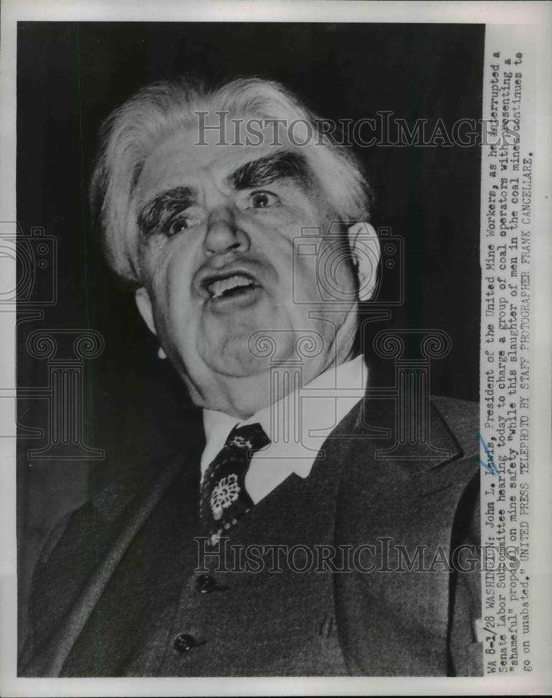 1952 Press Photo John L. Lewis Interrupts Sen Labor Sub-Cmte Proposal