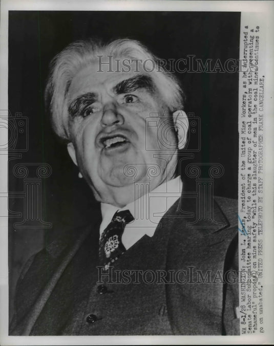 1952 Press Photo John L. Lewis Interrupts Sen Labor Sub-Cmte Proposal