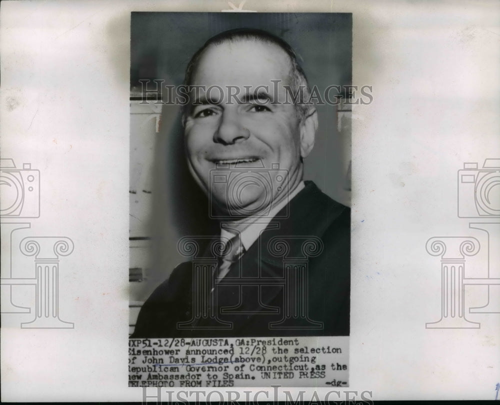 1954 Press Photo Pres Eisenhower Announces John Davis Lodge Ambassador to Spain