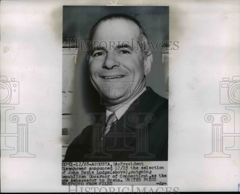 Load image into Gallery viewer, 1954 Press Photo Pres Eisenhower Announces John Davis Lodge Ambassador to Spain
