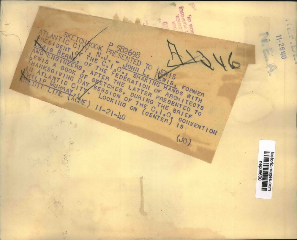 1940 Press Photo John Lewis Shakes Hands with Lewis Berne - nep08600