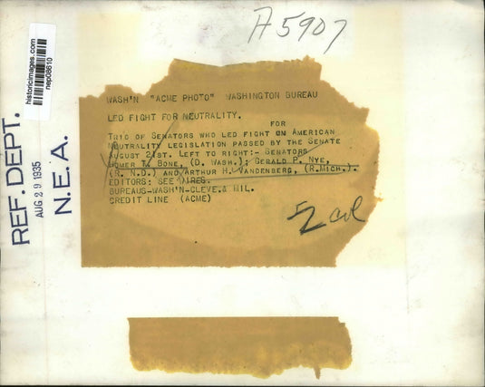 1935 Press Photo Trio of Senators Who Led Fight on Amer Neutrality Legislation