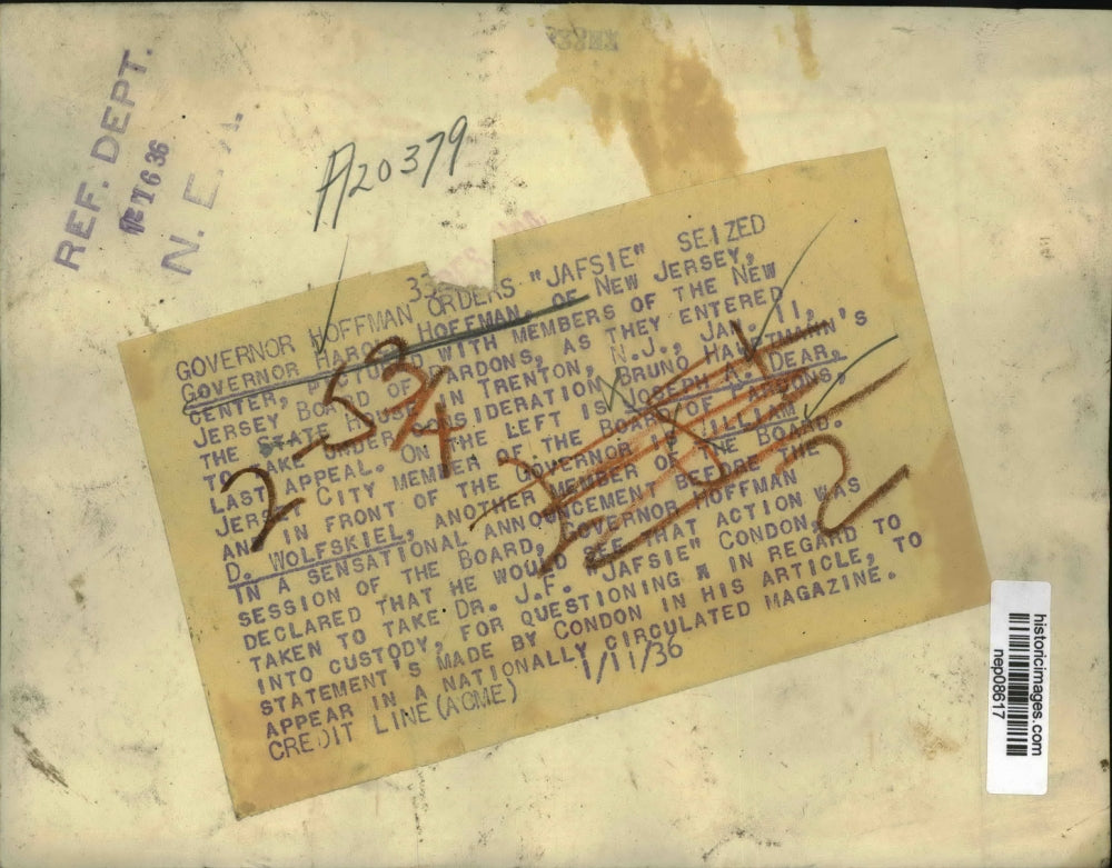 1936 Press Photo Gov Harold Hoffman with Members of NJ Board of Pardons