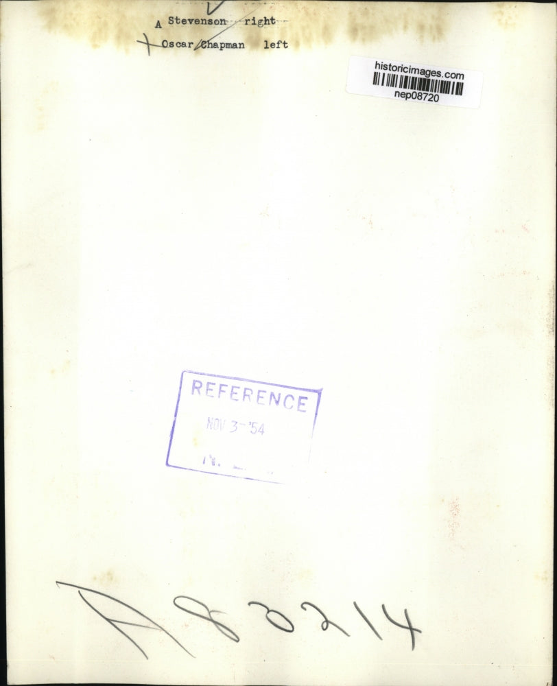 1954 Press Photo Adlai Stevenson & Oscar Chapman - nep08720