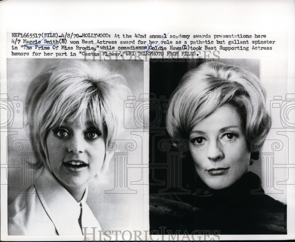 1970 Press Photo At 42nd Annual Academy Awards, Maggie Smith Wins Best Actress