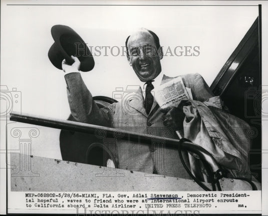 1956 Press Photo Governor Adlai Stevenson Democratic Presidential Hopeful