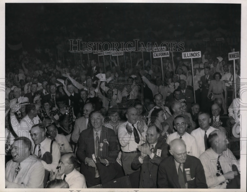 1944 Press Photo Demonstration Follows Gov Earl Warren's Keynote Address
