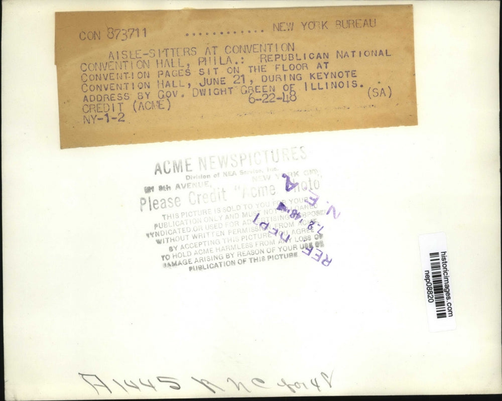 1948 Press Photo GOP Nat'l Con at Convention Hall in Philadelphia During Speech