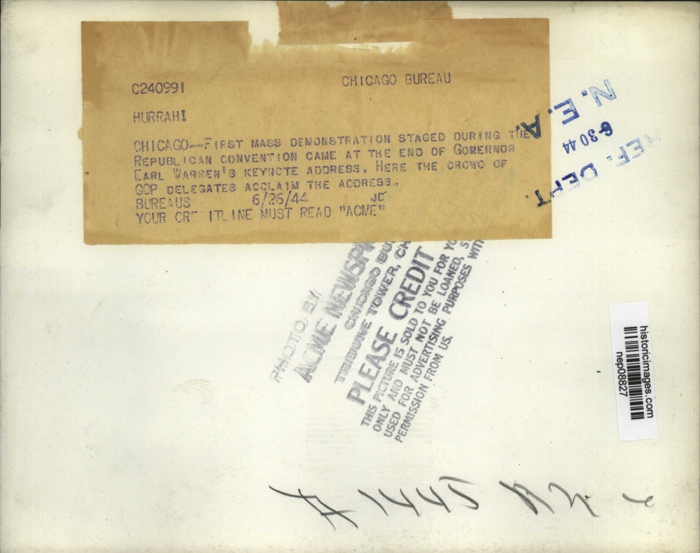 1944 Press Photo 1st Mass Demo Staged During GOP Convention in Chicago