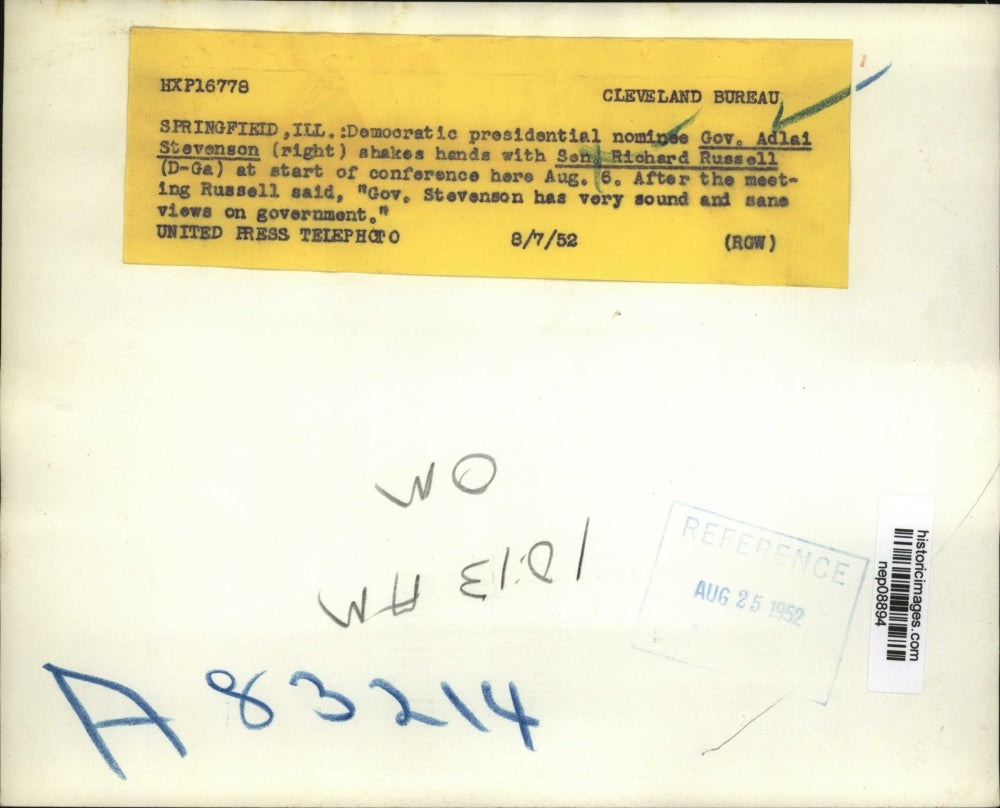 1952 Press Photo Illinois Governor Adlai Stevenson runs for President