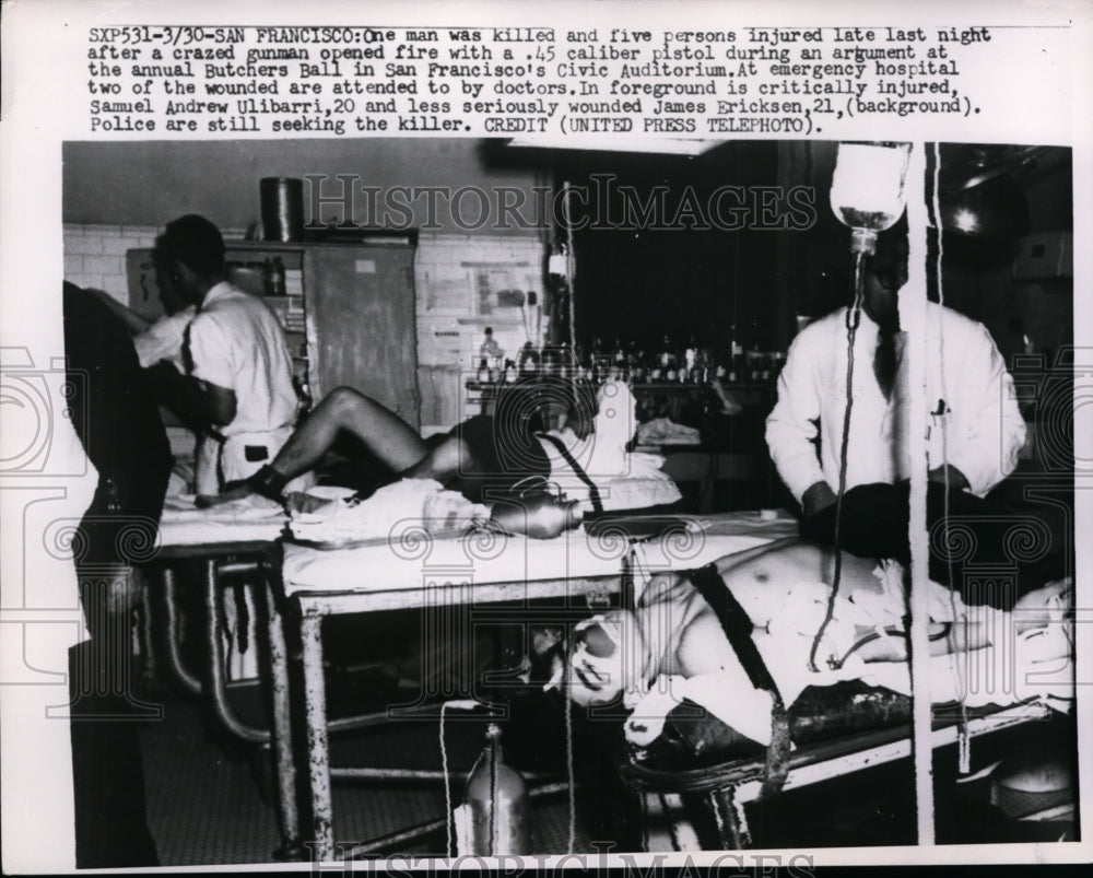 1952 Press Photo Victims San Francisco Civic Auditorium Butchers Ball Shooting