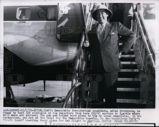 1956 Press Photo Adlai Stevenson Democratic Presidential Candidate in Boise