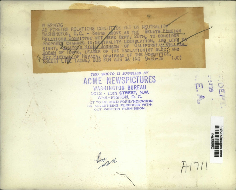 1939 Press Photo Senate Foreign Relations Committee Neutrality Legislation Meet