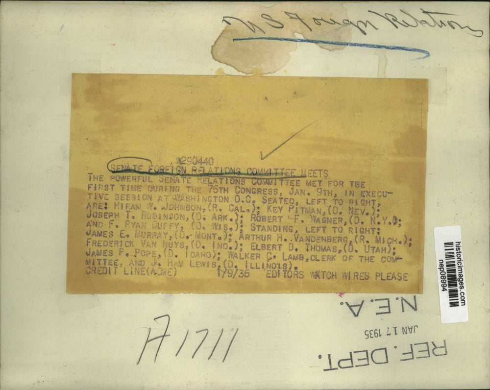 1935 Press Photo US Senate Foreign Relations Committee - nep08994