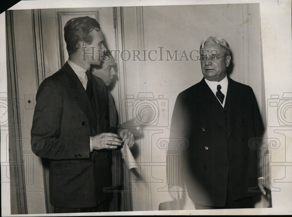 1933 Press Photo Senator Hiram Johnson of CA confered with President Roosevelt