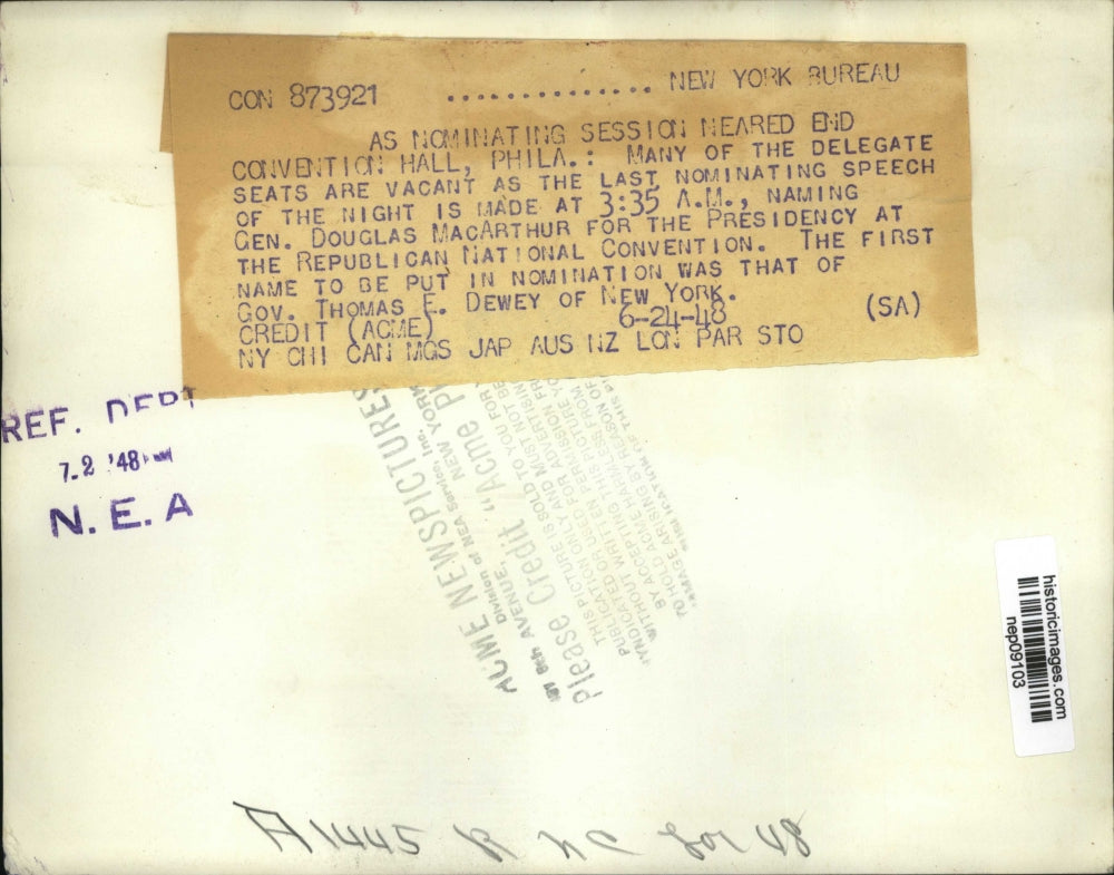 1948 Press Photo Douglas MacArthur Nomination Republican National Convention