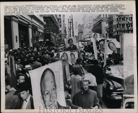 1952 Press Photo Dwight Eisenhower Supporters in Market St San Francisco