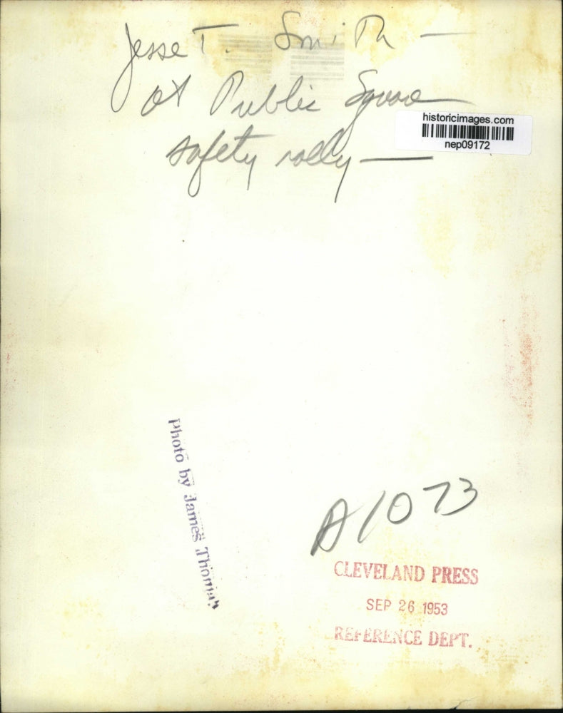 1953 Press Photo Jesse T. Smith at Public Square Safety Rally - nep09172