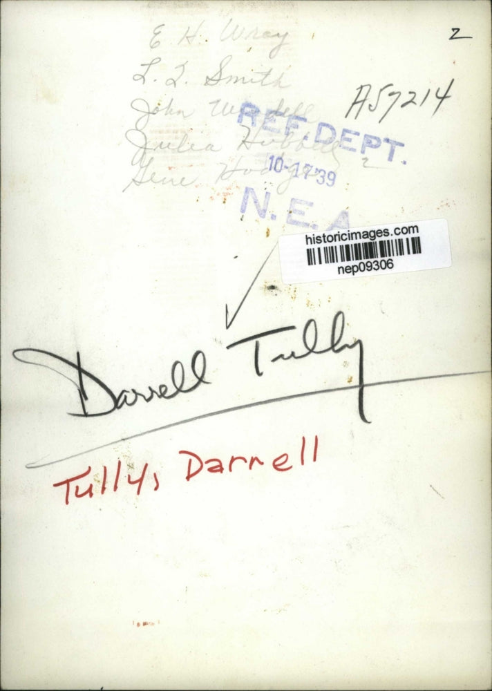 1939 Press Photo Darrell Tully - nep09306