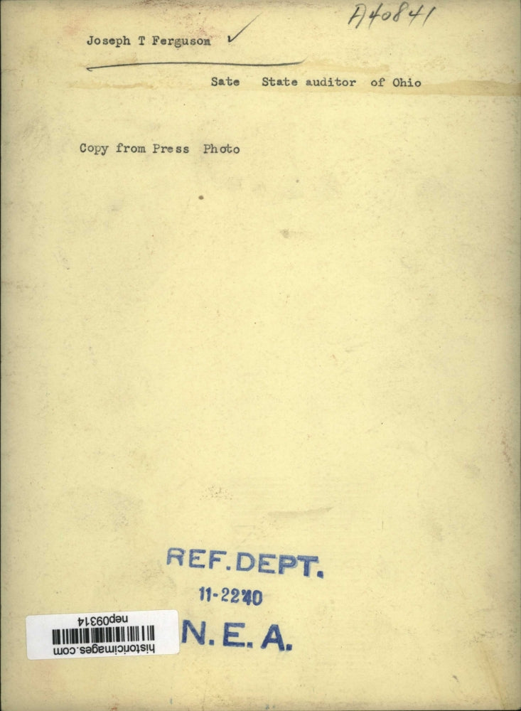 1940 Press Photo Joseph Ferguson State Auditor from Ohio - nep09314