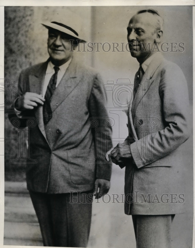 1933 Press Photo Gen Hugh S Johnson Visits Detroit to Confer with Manufacturers