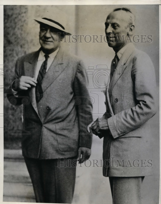 1933 Press Photo Gen Hugh S Johnson Visits Detroit to Confer with Manufacturers