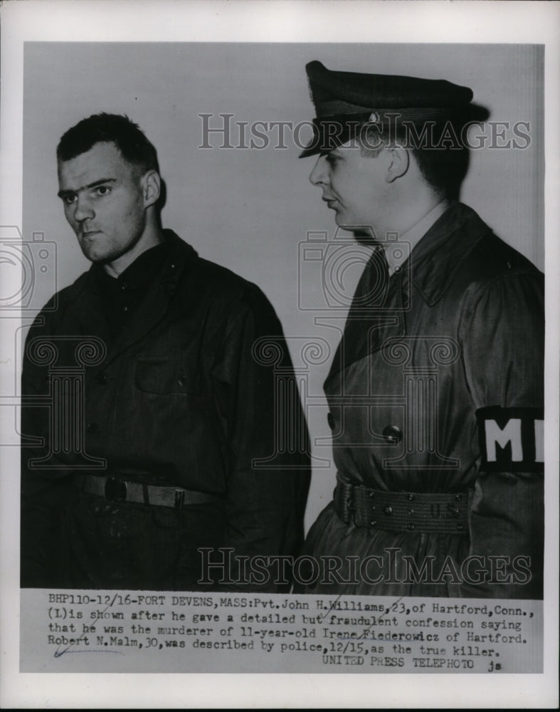 1953 Press Photo Pvt John Williams After Confess to Irene Fiederowicz's Murder