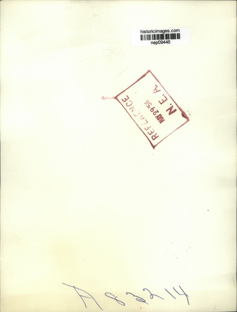 1956 Press Photo Adlai Stevenson Shakes with Counter Girl at Miami Cafeteria