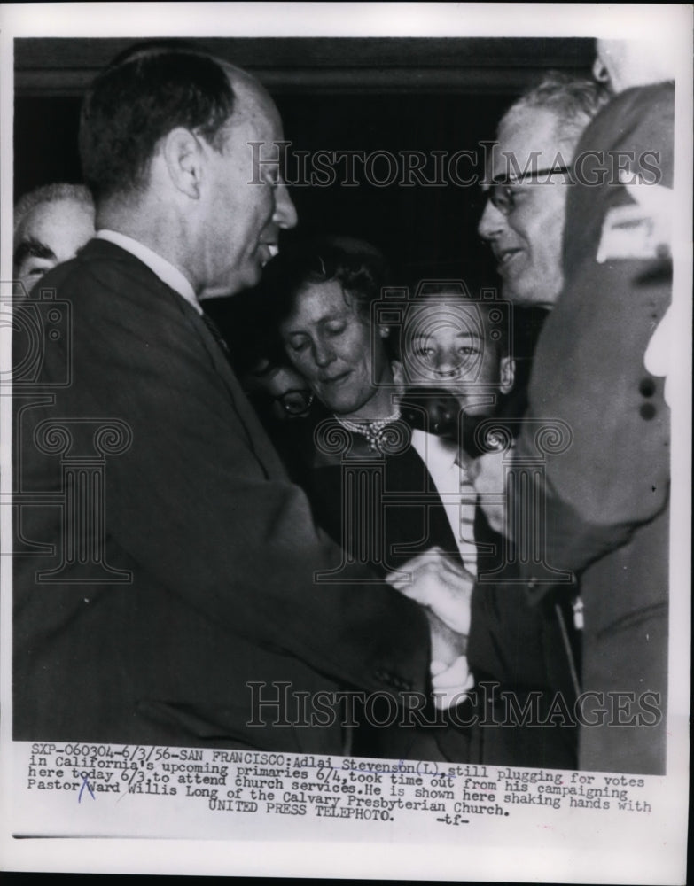 1956 Press Photo Adlai Stevenson Presidential candidate in San Francisco