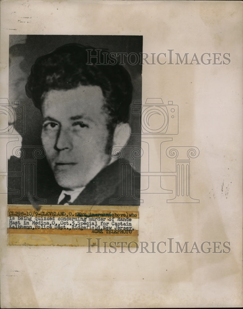 1950 Press Photo Max Ameran quizzed on murder of Rande Mast in Cleveland
