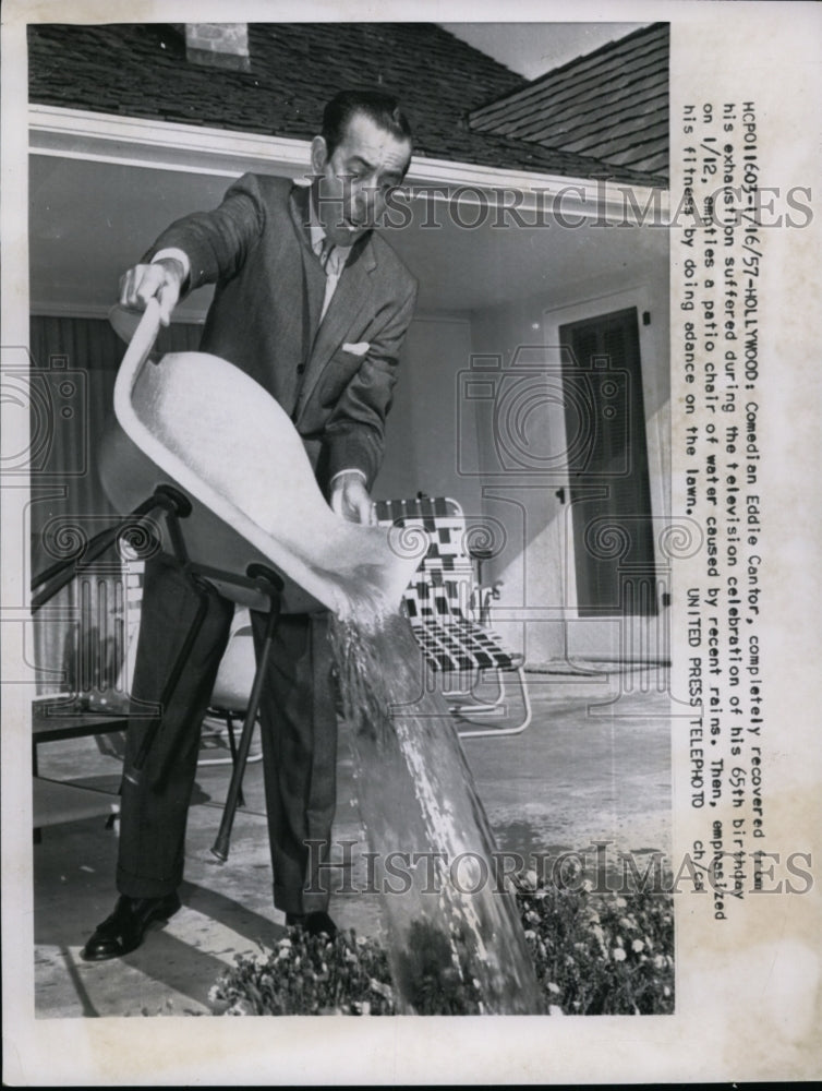 1957 Press Photo Comedian Eddie Cantor Completely Recovered from His Exhaustion