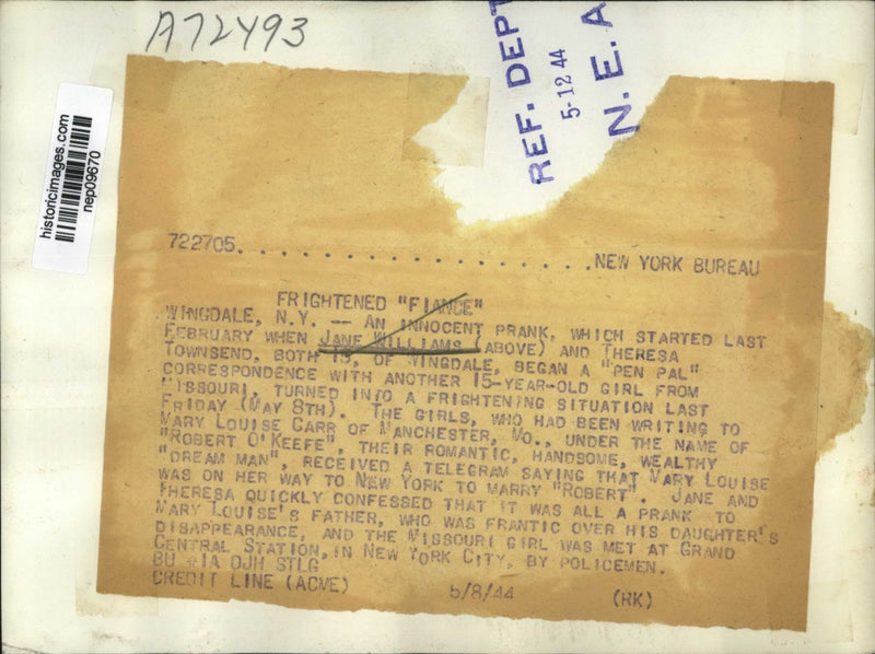 Load image into Gallery viewer, 1944 Press Photo Jane Williams &amp; Theresa Townsend Began Pen Pal Prank to Girl
