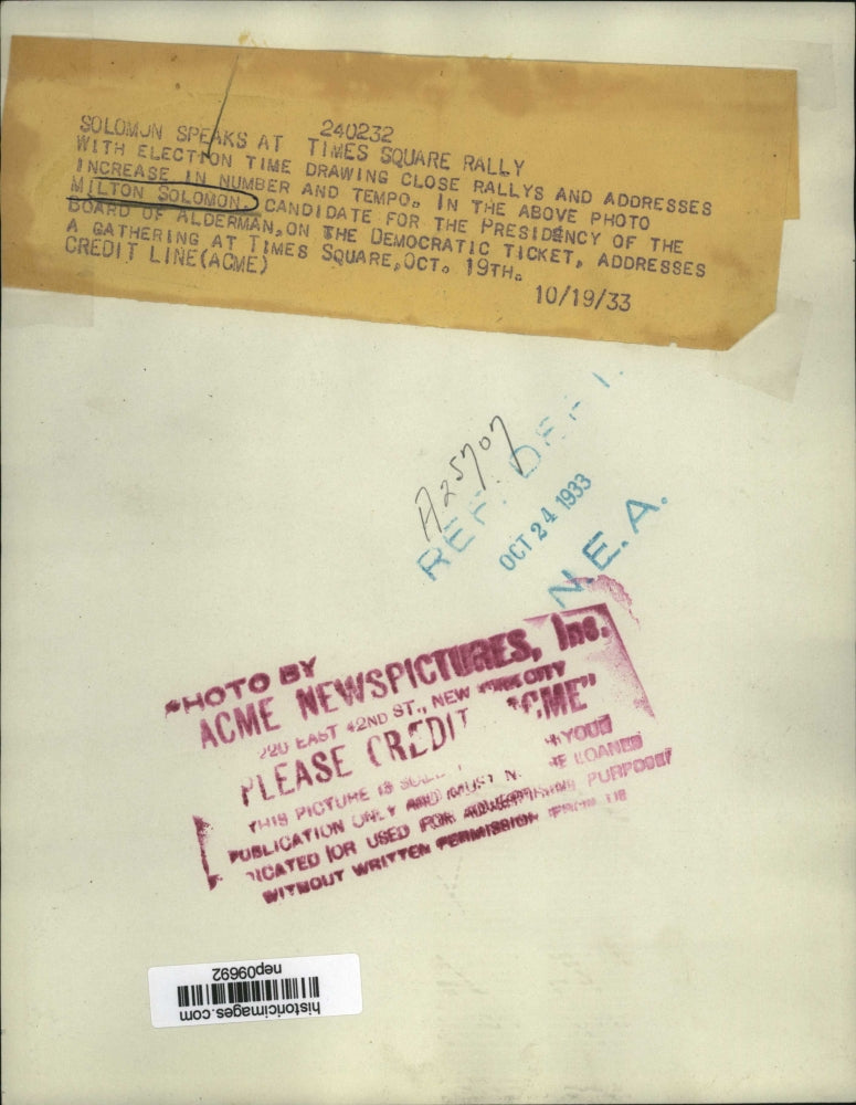 1933 Press Photo Milton Solomon Candidate for Presidency of Board of Alderman