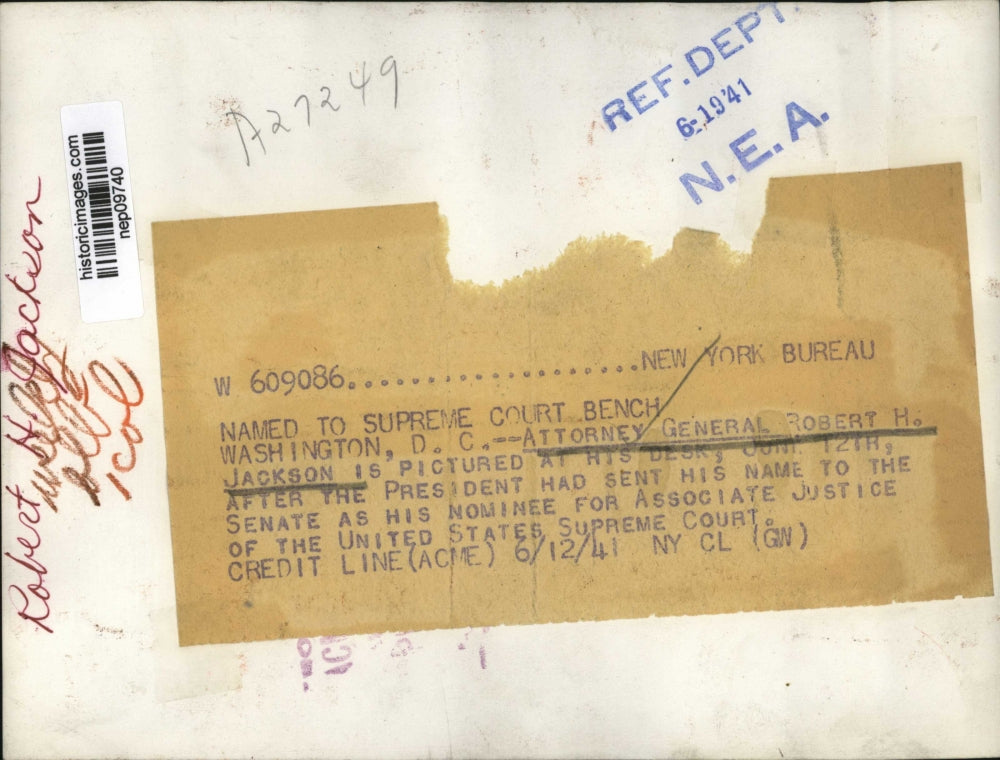 1941 Press Photo US Attorney General Robert Jackson in Washington DC - nep09740